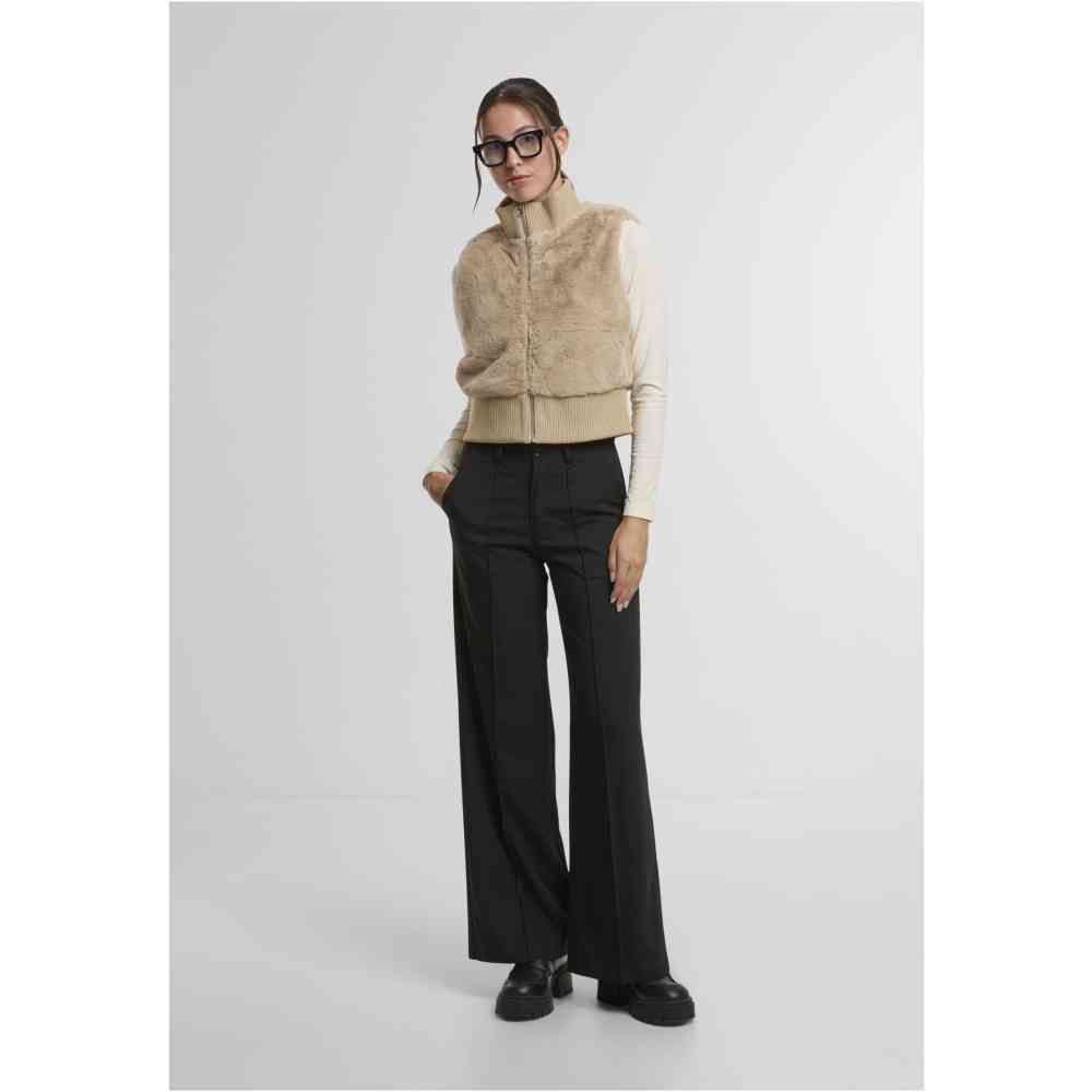 Urban Classics - Cropped Faux Fur Sleeveless jacket - Beige